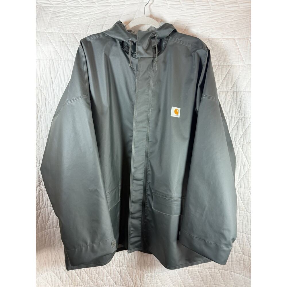 Carhartt Rain Jacket Mens size XL gray Mayne Coat Hooded PVC Waterproof - Picture 1 of 9